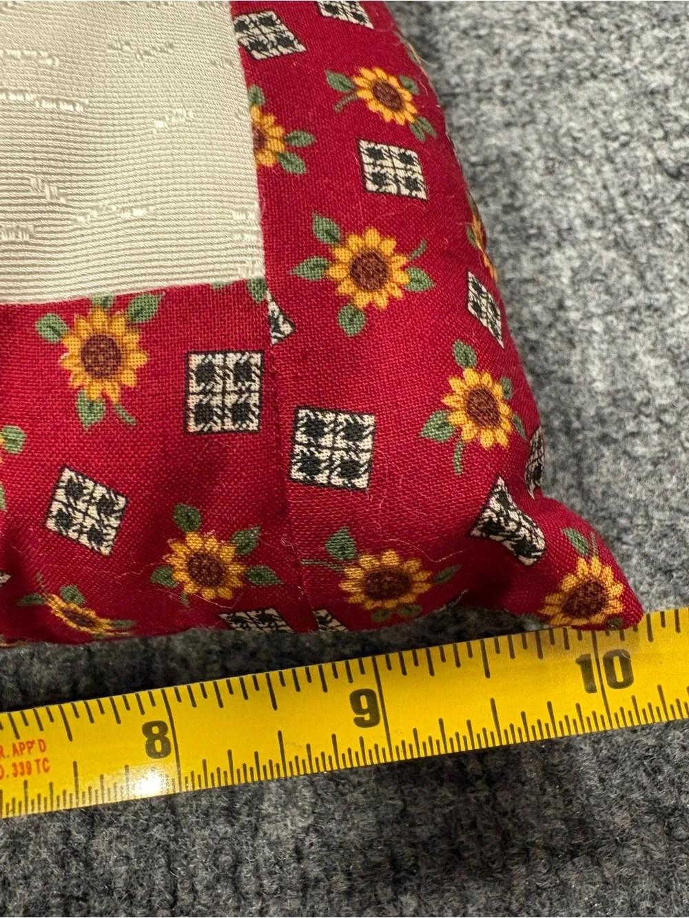 Red Patchwork Heart Holiday Accent Pillow